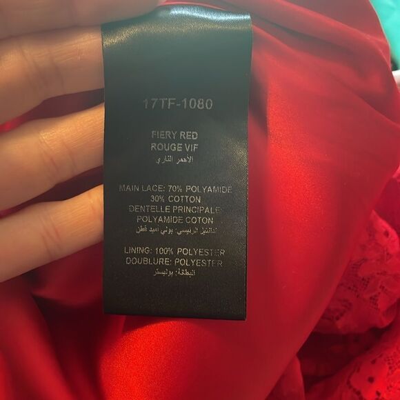 Three Floor Split Tease Lace Midi Dress in Fiery Red 2 - Picture 8 of 8